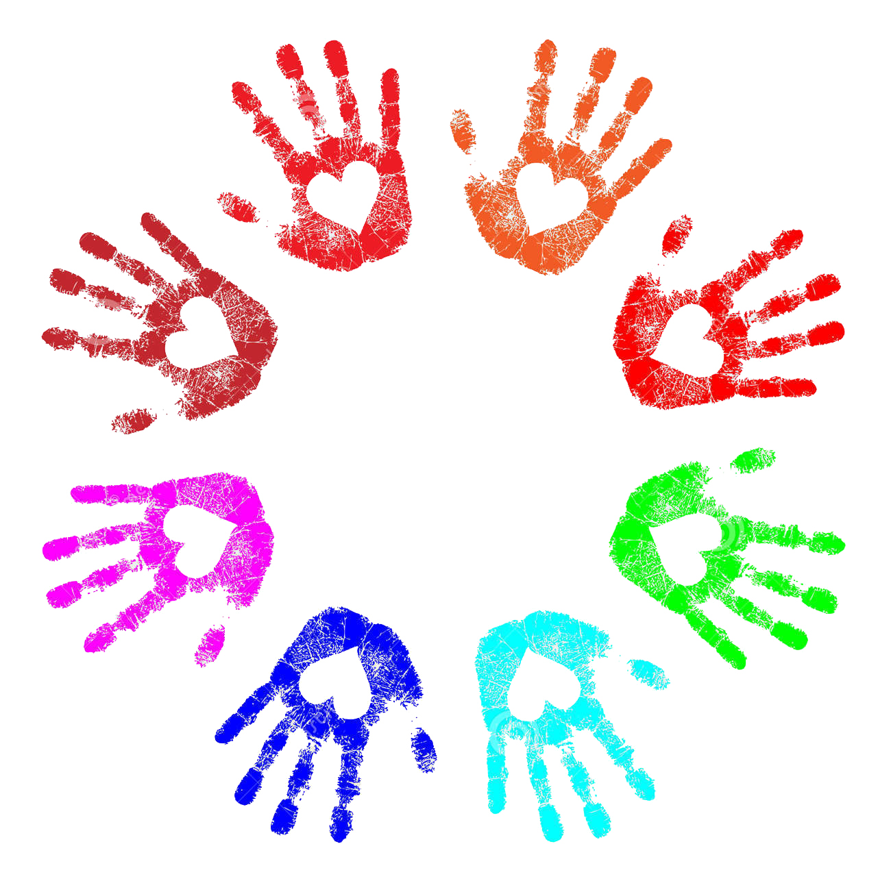 Отпечаток руки разноцветный по кругу